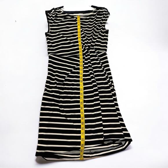 Ann Taylor Loft Sleeveless Faux Wrap Black and White Dress with Side Accent - Picture 7 of 7